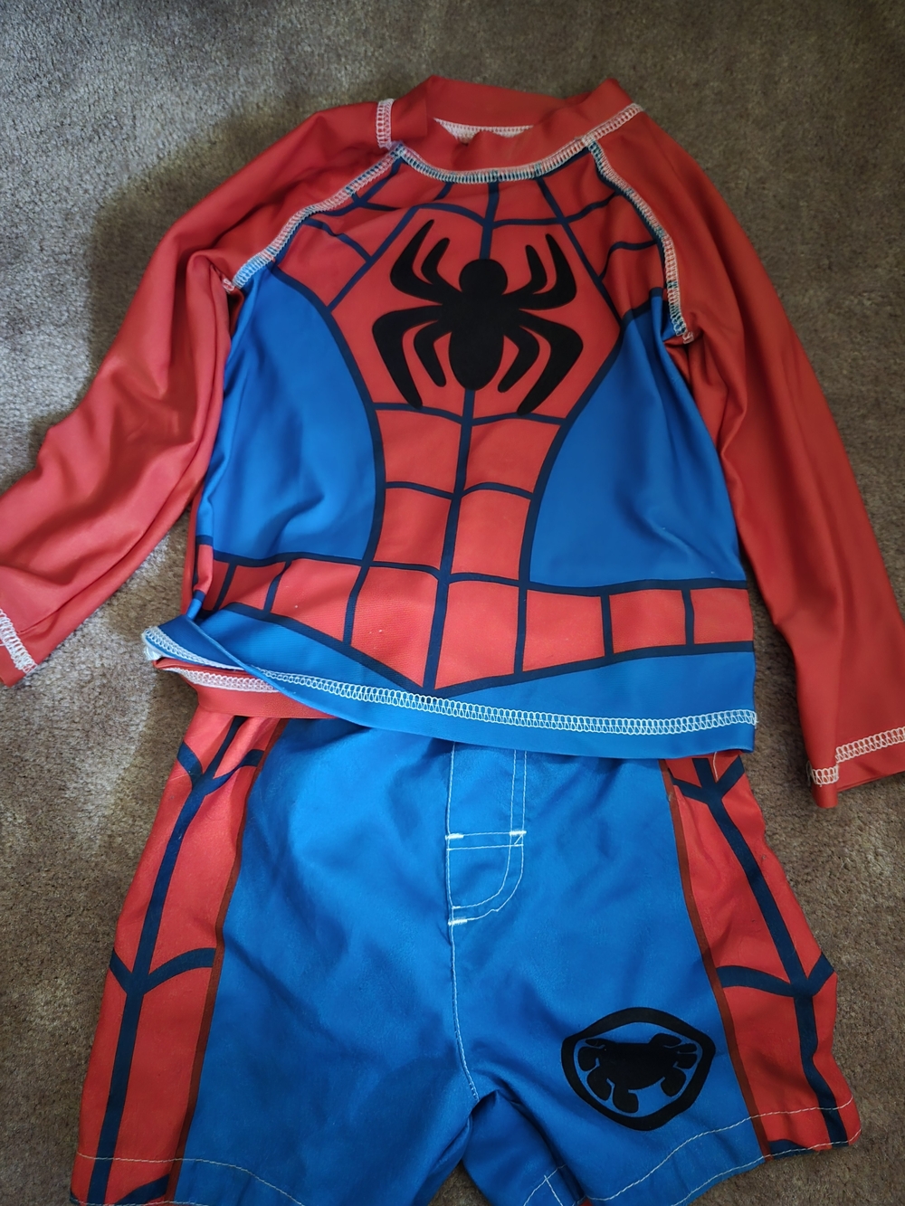 Spiderman Kids Rash Guard And Swim Trunks
